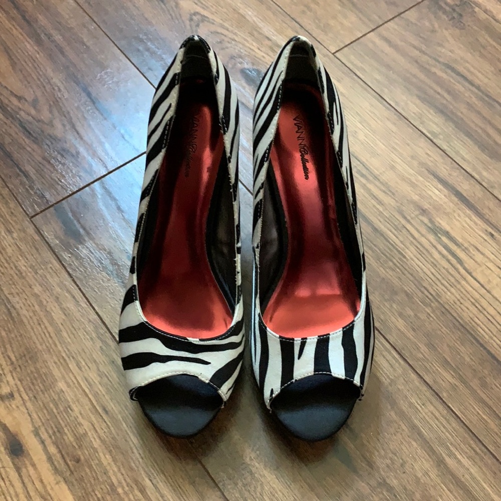 2/$40 Zebra print 4.5 inch heels